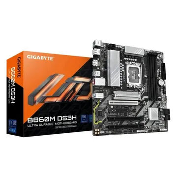 Материнская плата Gigabyte B860M DS3H, 4xDDR5, 8xUSB, mATX, 2xM.2, 4xSATA, 3PCIe1x, HDMI, 2xDP, сокет LGA1851