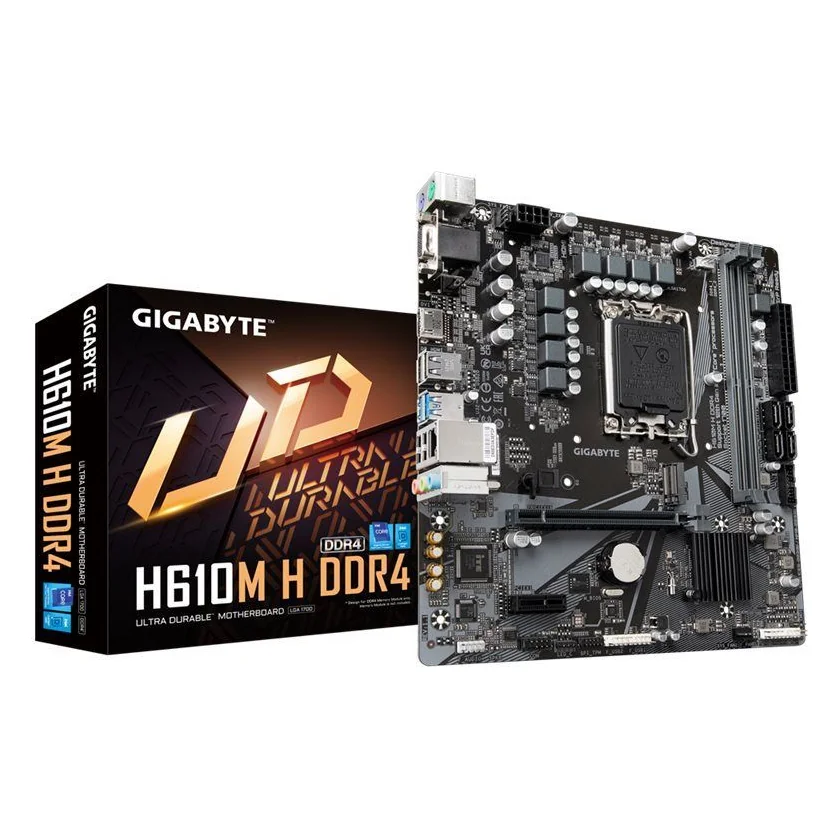 Материнская плата Gigabyte H610M H V3 DDR4, 2xDDR4, 12xUSB, 4xSATAIII, mATX, M.2, PCIe16x, PCIe1x, HDMI, VGA, сокет LGA1700