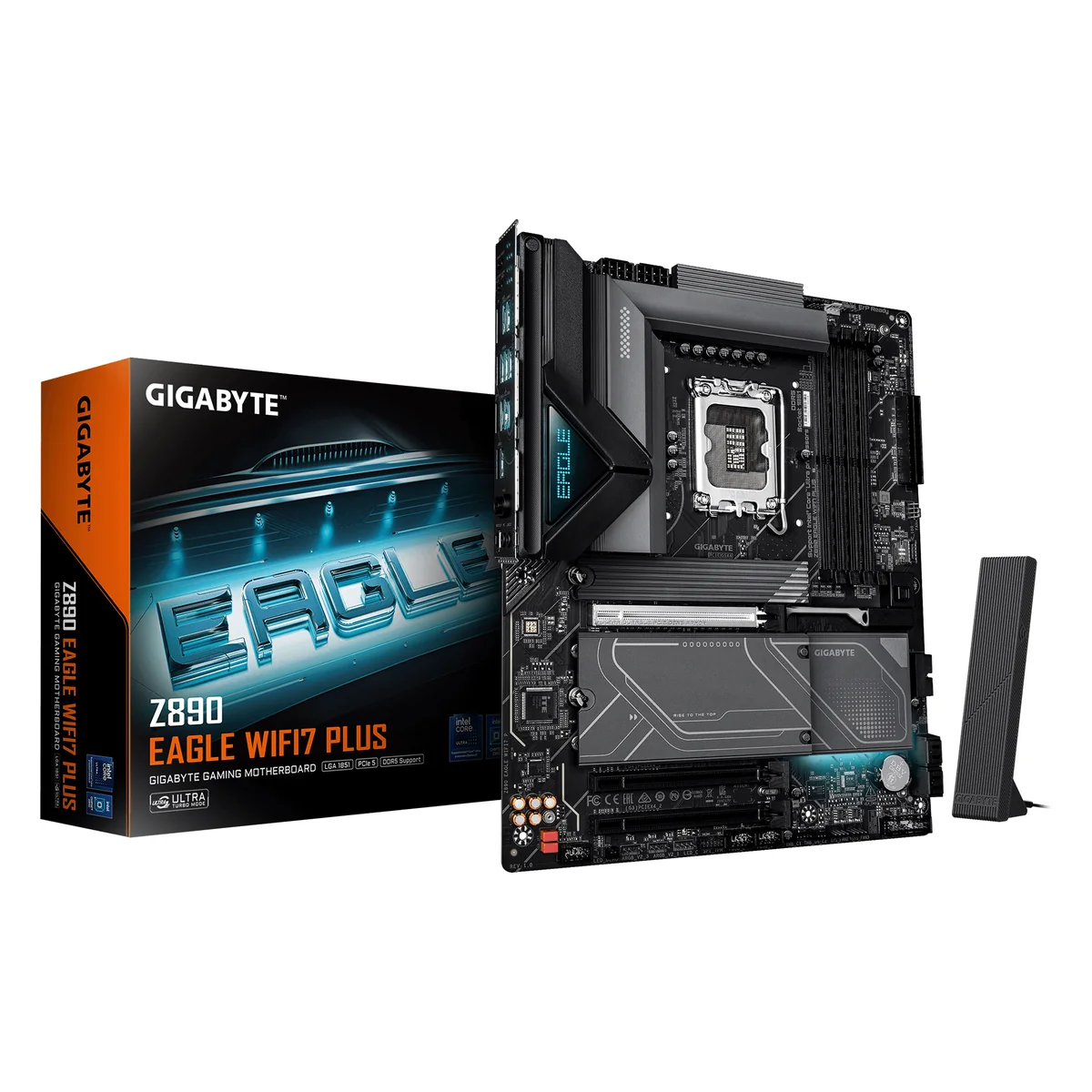 Материнская плата Gigabyte Z890 Eagle PLUS, 4xDDR5, 9xUSB, ATX, 4xM.2, 3PCIe16x, DP, Type-C, сокет LGA1851